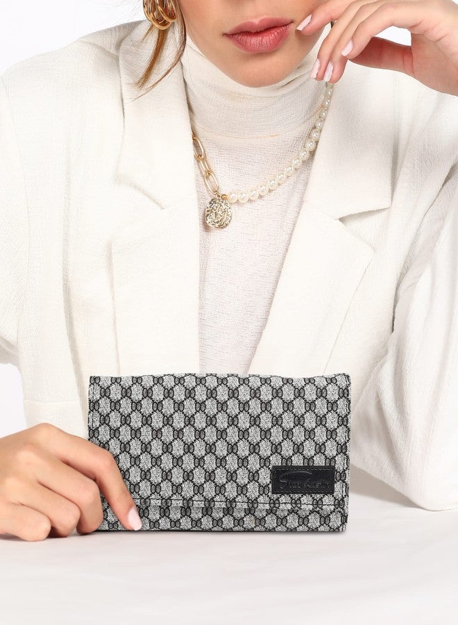 LORENZ Women's Grey Bi-Fold Faux Leather Hand Clutch Wallet Purse (Star Austin Series)| CLT-05 - Image 2